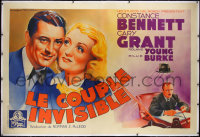 9m0064 TOPPER linen French 2p 1937 Soubie art Cary Grant, Constance Bennett & Young, ultra rare!