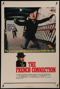 9m0534 FRENCH CONNECTION linen int'l 1sh 1971 Gene Hackman in movie chase climax spoiler, William Friedkin!