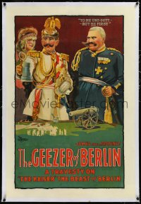9m0545 GEEZER OF BERLIN linen 1sh 1918 art of Ray Hanford as the Kaiser in World War I, ultra rare!