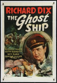 9m0548 GHOST SHIP linen 1sh 1943 directed by Mark Robson, produced by Val Lewton, art of Richard Dix!
