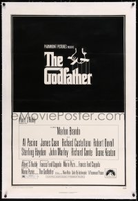 9m0551 GODFATHER linen 1sh 1972 Francis Ford Coppola crime classic, great art by S. Neil Fujita!