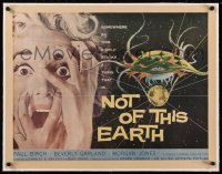 9m0429 NOT OF THIS EARTH linen 1/2sh 1957 classic close up art of screaming girl & alien monster!