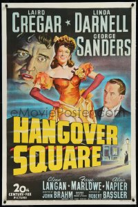 9m0565 HANGOVER SQUARE linen 1sh 1945 great art of sexy Linda Darnell, George Sanders & Cregar!