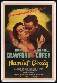 9m0567 HARRIET CRAIG linen 1sh 1950 romantic art of Joan Crawford & Wendell Corey, what was her lie!