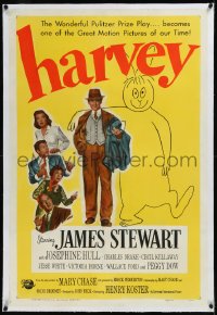 9m0568 HARVEY linen 1sh 1950 great image of James Stewart standing by his 6 foot imaginary rabbit!