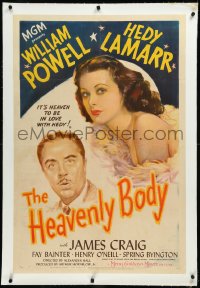9m0570 HEAVENLY BODY linen 1sh 1944 William Powell, it's heaven to be in love with sexy Hedy Lamarr!