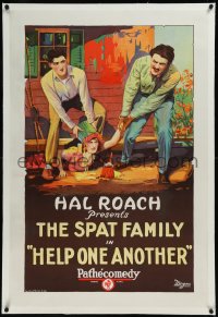 9m0572 HELP ONE ANOTHER linen 1sh 1924 Pathecomedy, Roach, The Spat Family can't get along, rare!