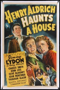 9m0573 HENRY ALDRICH HAUNTS A HOUSE linen 1sh 1943 Jimmy Lydon, Charles Smith as Dizzy, cool artwork!