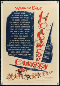 9m0580 HOLLYWOOD CANTEEN linen 1sh 1944 Warner Bros. all-star musical comedy directed by Delmer Daves!