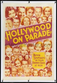 9m0582 HOLLYWOOD ON PARADE linen 1sh 1932 Gary Cooper, Dietrich, Lombard & Paramount top stars, rare!