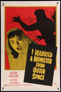 9m0588 I MARRIED A MONSTER FROM OUTER SPACE linen 1sh 1958 great c/u of Gloria Talbott & alien shadow!