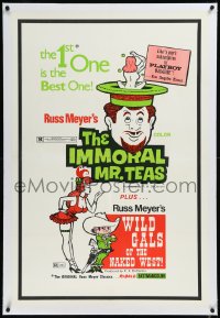 9m0590 IMMORAL MR. TEAS/WILD GALS OF THE NAKED WEST linen 1sh 1960s Russ Meyer double bill!