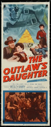 9m0419 OUTLAW'S DAUGHTER linen insert 1954 Bill Williams, sexy Kelly Ryan, cool art of pointing gun!