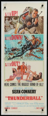 9m0420 THUNDERBALL linen insert 1965 great art of Sean Connery as James Bond by McGinnis & McCarthy!