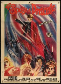 9m0128 BRIDES OF DRACULA linen Italian 1p 1960 Hammer, different art of vampire & girls, ultra rare!