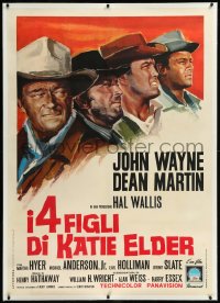 9m0146 SONS OF KATIE ELDER linen Italian 1p 1965 different art of John Wayne & Dean Martin, rare!