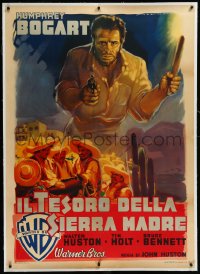 9m0153 TREASURE OF THE SIERRA MADRE linen Italian 1p 1948 Martinati art of Humphrey Bogart, rare!