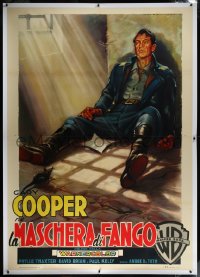 9m0124 SPRINGFIELD RIFLE linen Italian 2p 1953 different Martinati art of Gary Cooper in jail, rare!