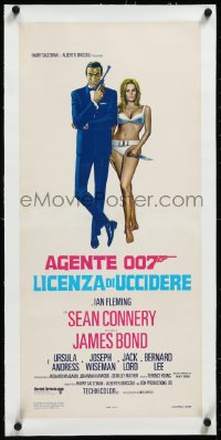 9m0396 DR. NO linen Italian locandina R1970s art of Sean Connery as James Bond & sexy Ursula Andress!