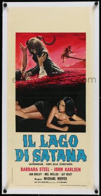 9m0399 SHE BEAST linen Italian locandina 1967 wild horror art of struggle & sexy Barbara Steele!