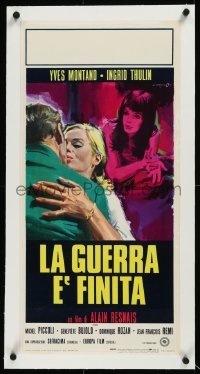 9m0400 WAR IS OVER linen Italian locandina 1967 Alain Resnais' La guerre est finie, Cesselon art!