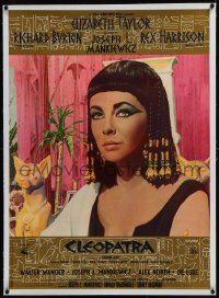 9m0401 CLEOPATRA linen Italian 27x37 pbusta 1963 great portrait of Elizabeth Taylor in full makeup!