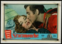 9m0411 SCARAMOUCHE linen Italian 13x19 pbusta 1952 c/u of Stewart Granger romancing Eleanor Parker!