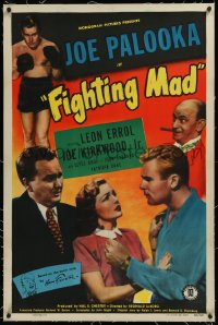 9m0597 JOE PALOOKA IN FIGHTING MAD linen 1sh 1948 boxing Joe Kirkwood Jr. as Joe Palooka, Leon Errol!