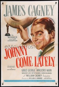 9m0600 JOHNNY COME LATELY linen 1sh 1943 James Cagney is a newspaperman/hobo helping an old lady!