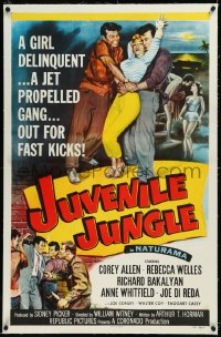 9m0604 JUVENILE JUNGLE linen 1sh 1958 a girl delinquent & a jet propelled gang out for fast kicks!