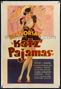 9m0605 KATZ' PAJAMAS linen 1sh 1935 full-length art of sexy Fifi D'Orsay & showgirls, ultra rare!
