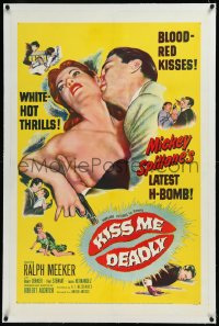 9m0611 KISS ME DEADLY linen 1sh 1955 Mickey Spillane, Robert Aldrich, Ralph Meeker as Mike Hammer