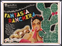 9m0268 FANTASIA RANCHERA linen Mexican poster 1947 Arias Bernard art of sexy woman & cactus, rare!