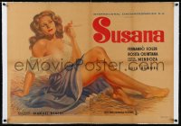 9m0269 SUSANA linen Mexican poster 1951 Luis Bunuel, best art of sexy bad girl Rosita Quintana!