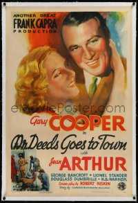 9m0659 MR. DEEDS GOES TO TOWN linen style B 1sh 1936 art of Gary Cooper & Jean Arthur, Capra, rare!