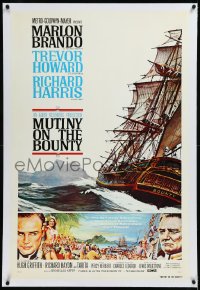 9m0662 MUTINY ON THE BOUNTY linen style B 1sh 1962 Marlon Brando, Howard, art by Smith & Henninger!