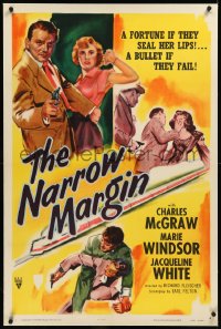 9m0664 NARROW MARGIN linen 1sh 1952 Richard Fleischer classic film noir, Charles McGraw, Windsor!