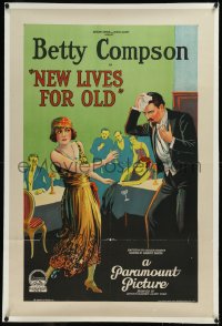 9m0667 NEW LIVES FOR OLD linen 1sh 1925 art of Betty Compson, a dancer leading two lives, ultra rare