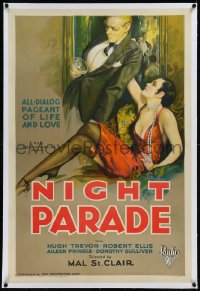 9m0671 NIGHT PARADE linen 1sh 1929 art of Aileen Pringle, all-dialog pageant of life & love, rare!