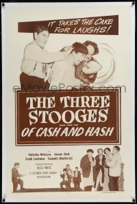 9m0675 OF CASH & HASH linen 1sh 1955 Three Stooges with Shemp, it takes the cake for laughs, rare!