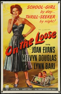 9m0676 ON THE LOOSE linen 1sh 1951 bad Joan Evans is a school girl by day thrill seeker by night!