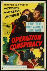 9m0681 OPERATION CONSPIRACY linen 1sh 1957 they're trapped in a web of intrigue, mystery & murder!
