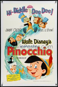 9m0694 PINOCCHIO linen 1sh R1962 Disney cartoon about a wooden boy who wants to be real!