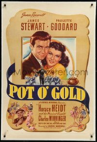 9m0702 POT O' GOLD linen 1sh 1941 art of Paulette Goddard & James Stewart + Winninger & sexy girls!