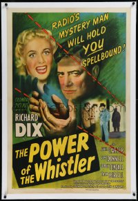 9m0703 POWER OF THE WHISTLER linen 1sh 1945 Richard Dix & Janis Carter will hold you spellbound!