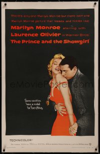 9m0705 PRINCE & THE SHOWGIRL linen 1sh 1957 Laurence Olivier nuzzles sexy Marilyn Monroe's shoulder!