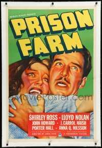 9m0707 PRISON FARM linen 1sh 1938 Shirley Ross in jail & prison doctor Lloyd Nolan helps her, rare!