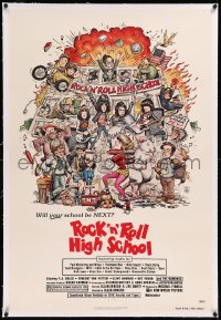 9m0735 ROCK 'N' ROLL HIGH SCHOOL linen 1sh 1979 artwork of the Ramones & cast by William Stout!