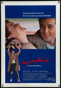 9m0743 SAY ANYTHING linen 1sh 1989 image of John Cusack holding boombox, Ione Skye, Cameron Crowe!