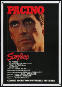 9m0745 SCARFACE linen advance 1sh 1983 Al Pacino, Brian De Palma, Oliver Stone, coming soon!